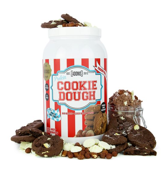 ADONIS Protein Cookie Dough and Mug Cake Range with Casein and Whey Protein in Various Flavors and Sizes
