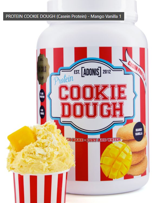 ADONIS Protein Cookie Dough and Mug Cake Range with Casein and Whey Protein in Various Flavors and Sizes