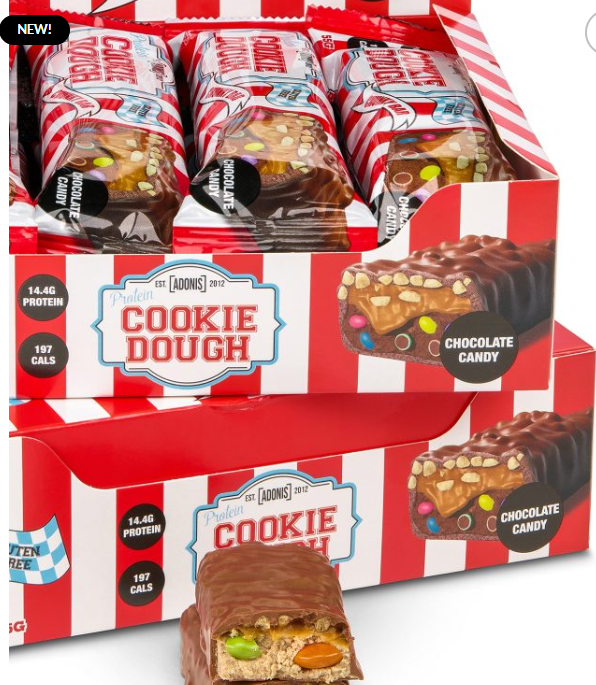 ADONIS Protein Cookie Dough and Mug Cake Range with Casein and Whey Protein in Various Flavors and Sizes