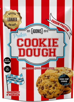 ADONIS Protein Cookie Dough and Mug Cake Range with Casein and Whey Protein in Various Flavors and Sizes